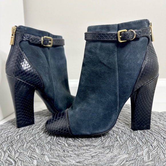 Tory Burch Shoes - Tory Burch Suede croc Leather Trim Embellishment Boots